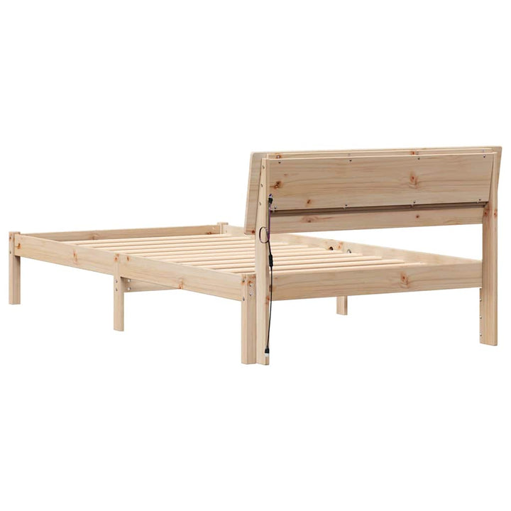 Sengestel med hovedgærde Brun 100 x 200 cm Massiv fyrretræ