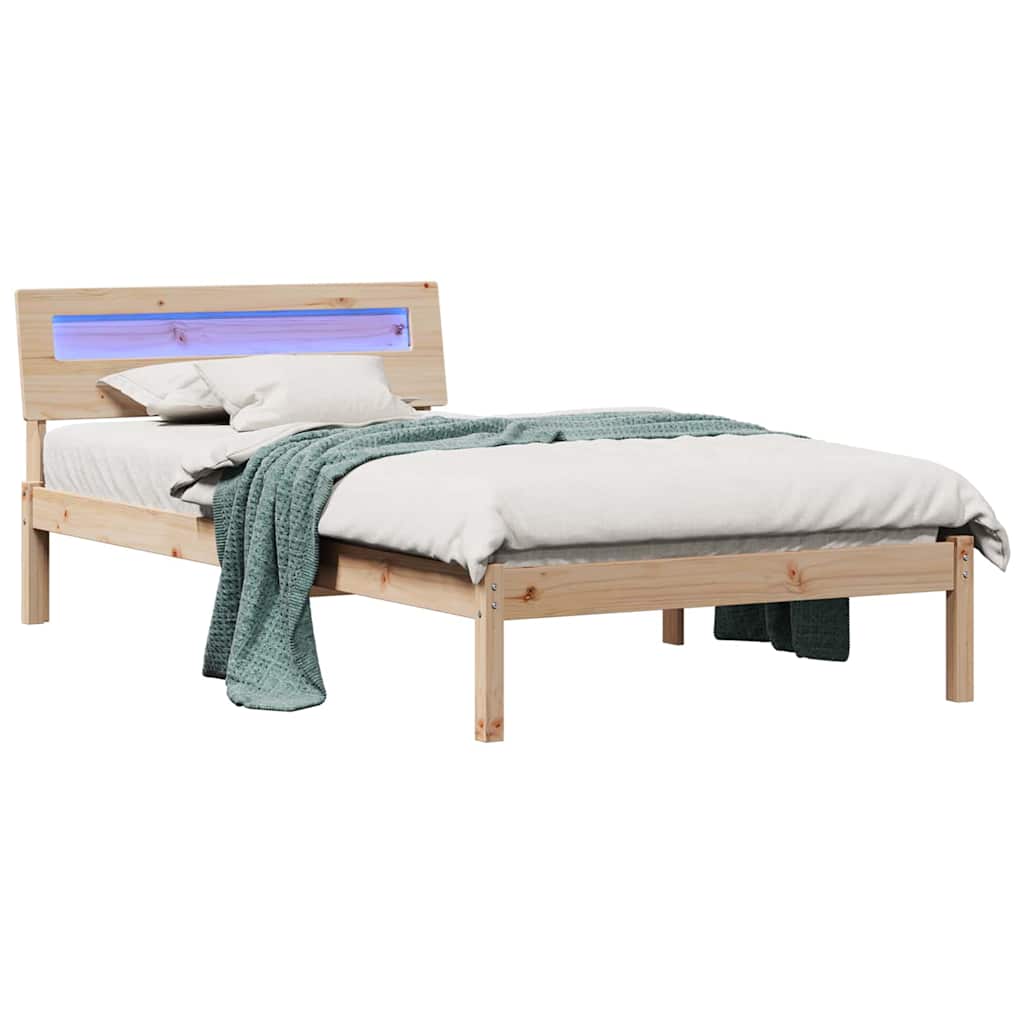 Sengestel med hovedgærde Brun 100 x 200 cm Massiv fyrretræ