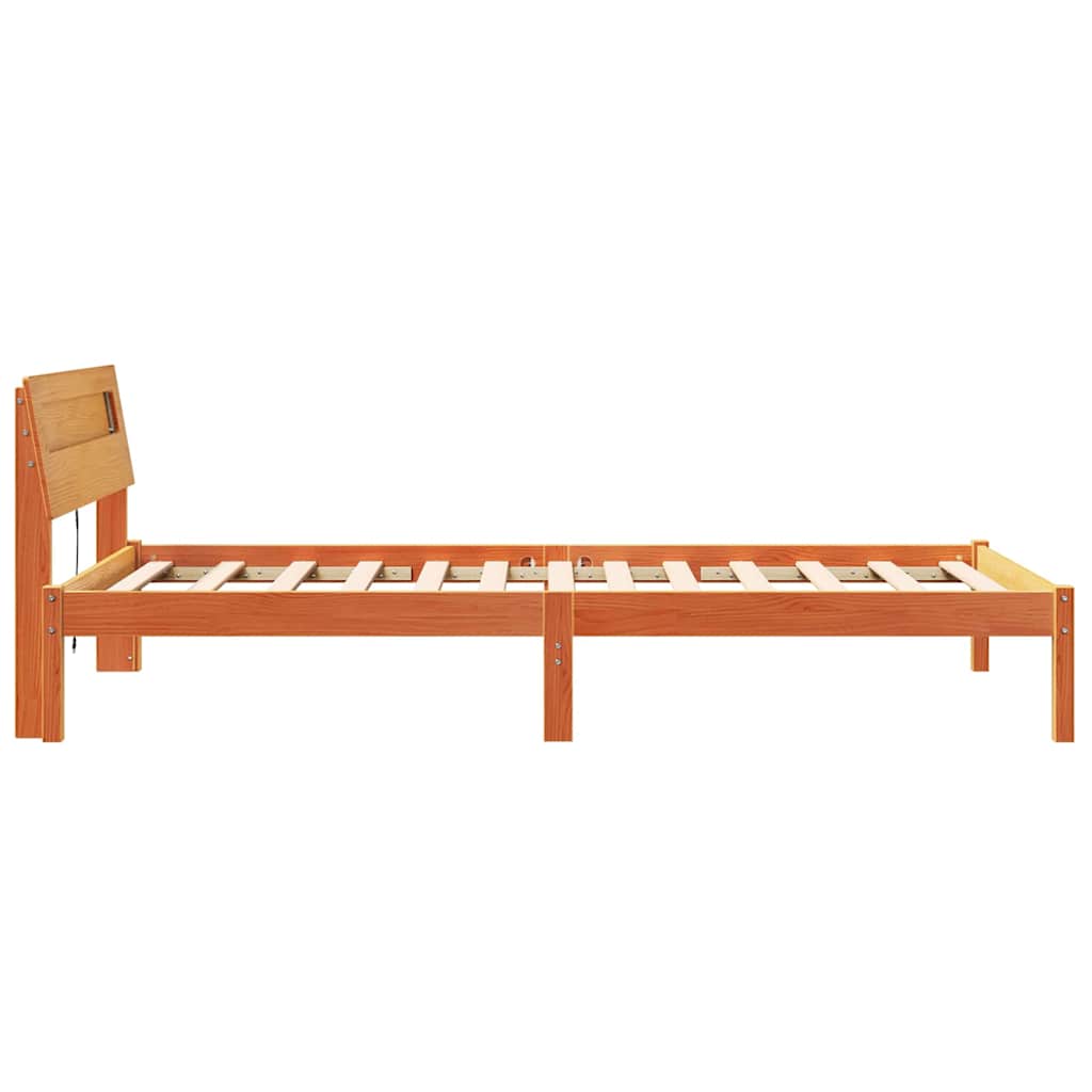 Sengestel med hovedgærde Voks brun 100 x 200 cm Massiv fyrretræ