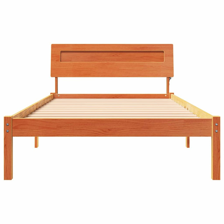 Sengestel med hovedgærde Voks brun 90 x 200 cm Massiv fyrretræ