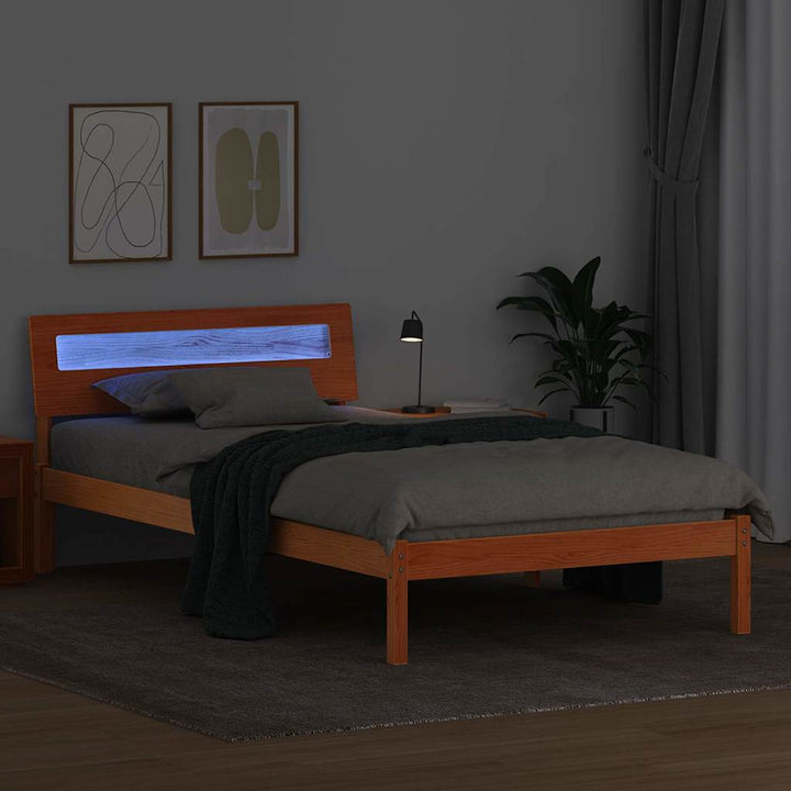 Sengestel med hovedgærde Voks brun 80 x 200 cm Massiv fyrretræ