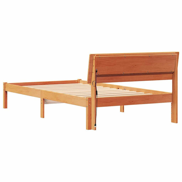 Sengestel med hovedgærde Voks brun 80 x 200 cm Massiv fyrretræ