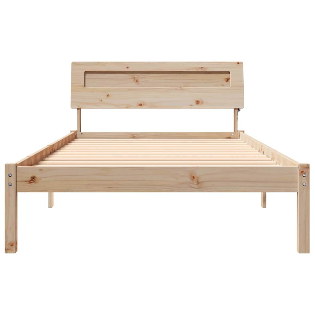 Sengestel med hovedgærde Brun 90 x 190 cm Massiv fyrretræ