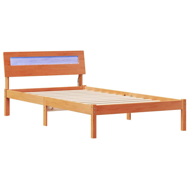 Sengestel med hovedgærde Voks brun 90 x 190 cm Massiv fyrretræ