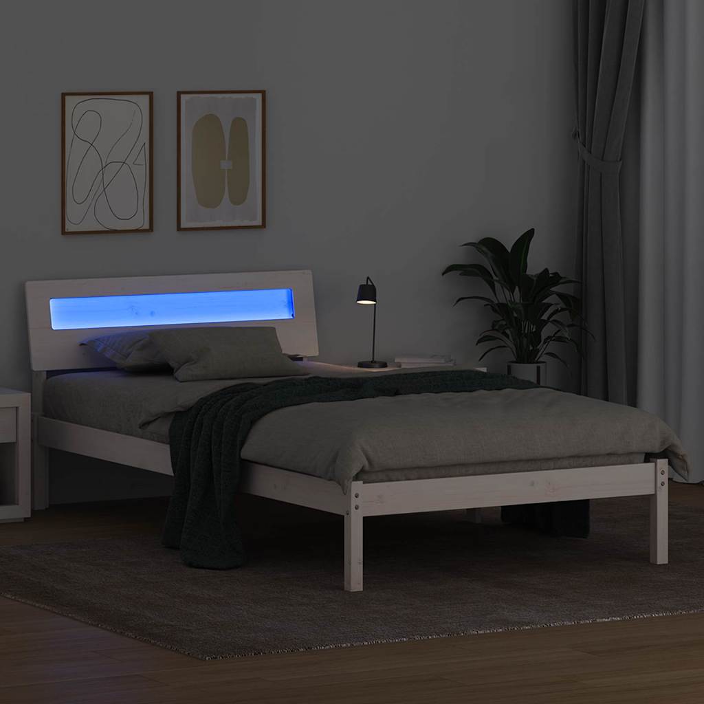 Sengestel med hovedgærde Hvid 75 x 190 cm Massiv fyrretræ