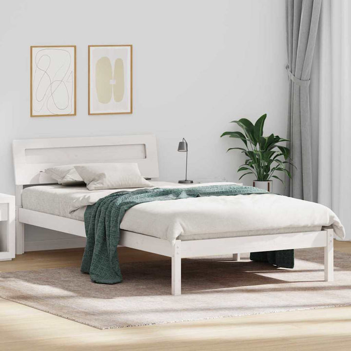 Sengestel med hovedgærde Hvid 75 x 190 cm Massiv fyrretræ