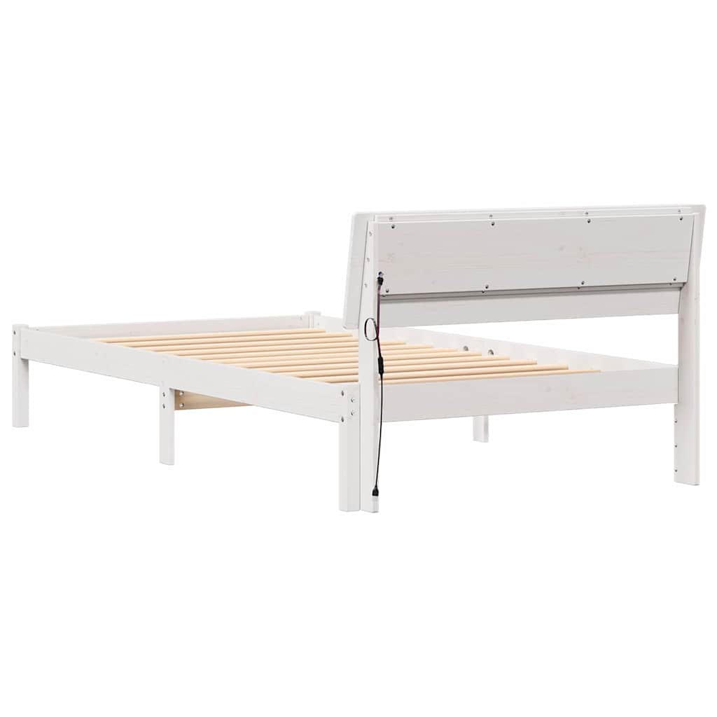 Sengestel med hovedgærde Hvid 75 x 190 cm Massiv fyrretræ