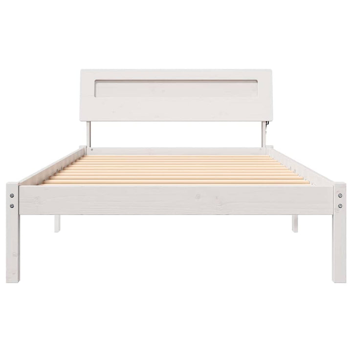 Sengestel med hovedgærde Hvid 75 x 190 cm Massiv fyrretræ