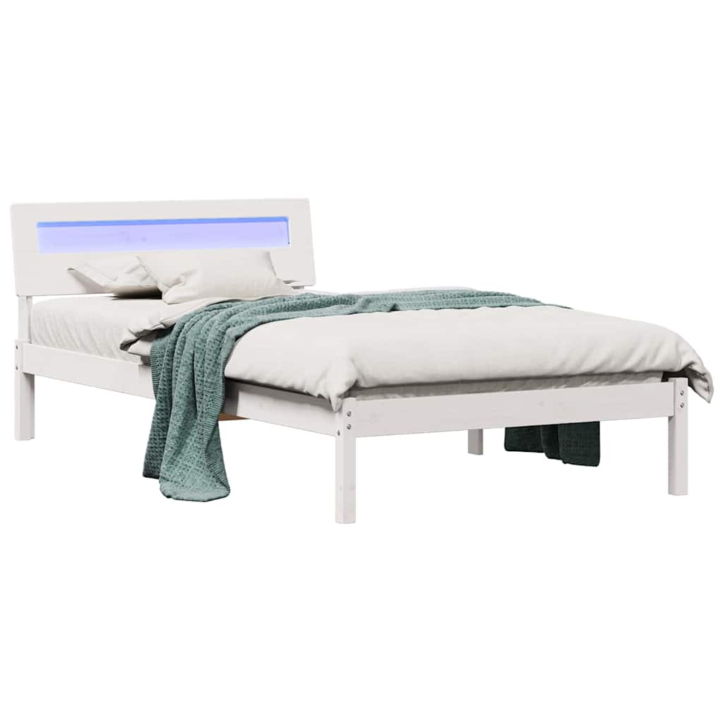 Sengestel med hovedgærde Hvid 75 x 190 cm Massiv fyrretræ