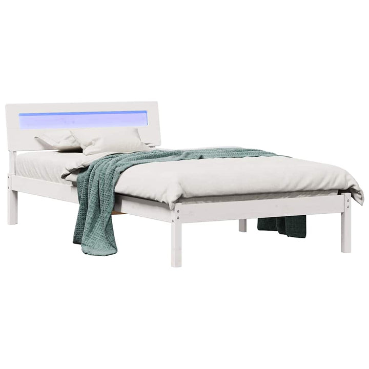 Sengestel med hovedgærde Hvid 75 x 190 cm Massiv fyrretræ