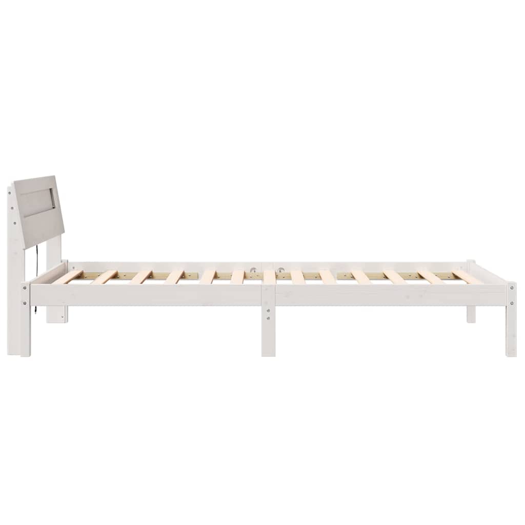 Sengestel med hovedgærde Hvid 75 x 190 cm Massiv fyrretræ