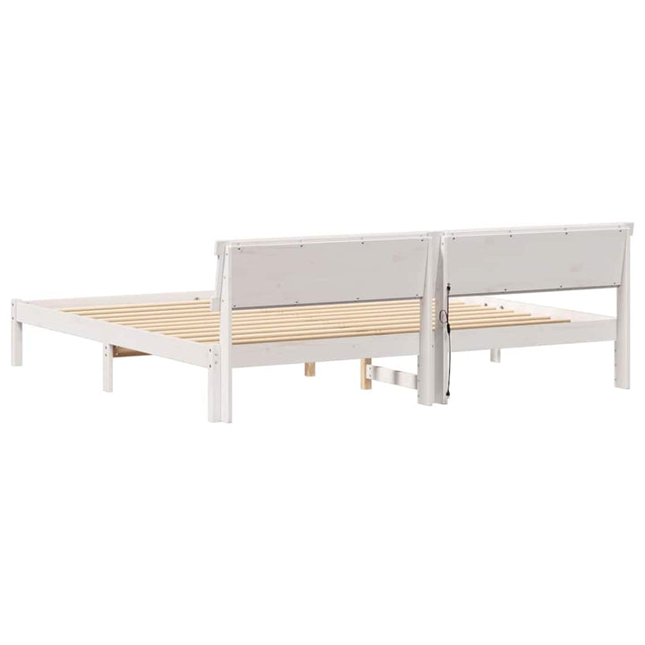 Sengestel med hovedgærde Hvid 180 x 200 cm Massiv fyrretræ
