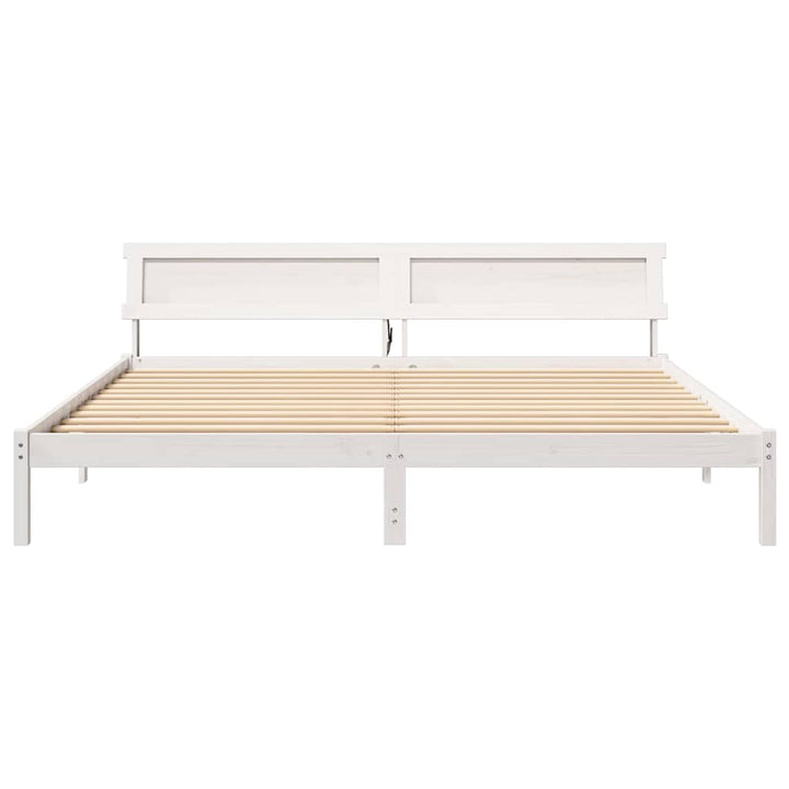 Sengestel med hovedgærde Hvid 180 x 200 cm Massiv fyrretræ