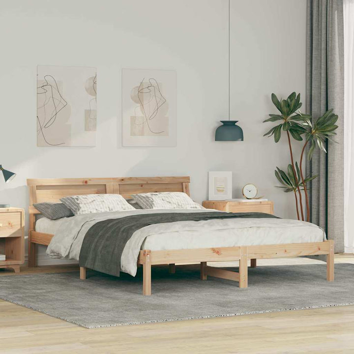 Sengestel med hovedgærde Brun 160 x 200 cm Massiv fyrretræ