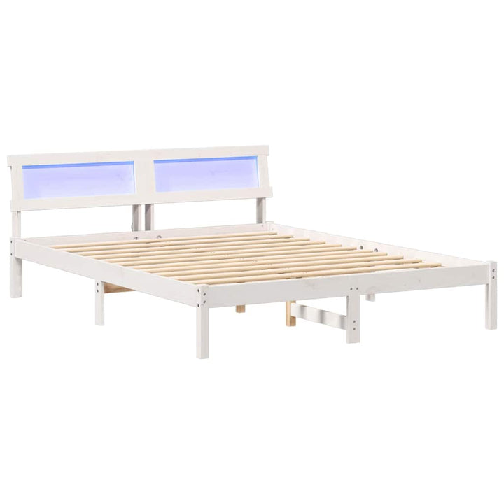 Sengestel med hovedgærde Hvid 160 x 200 cm Massiv fyrretræ