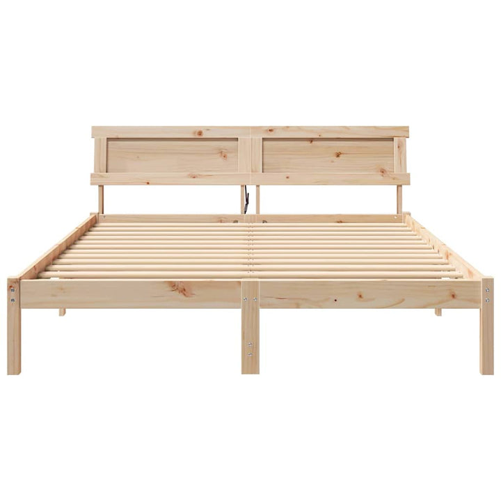 Sengestel med hovedgærde Brun 150 x 200 cm Massiv fyrretræ