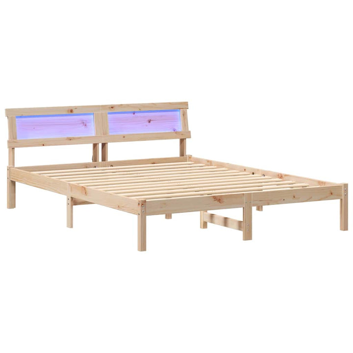 Sengestel med hovedgærde Brun 140 x 200 cm Massiv fyrretræ