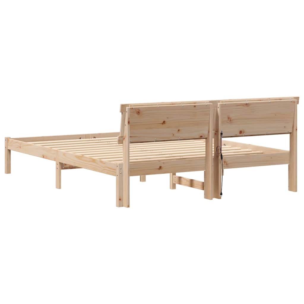 Sengestel med hovedgærde Brun 140 x 200 cm Massiv fyrretræ