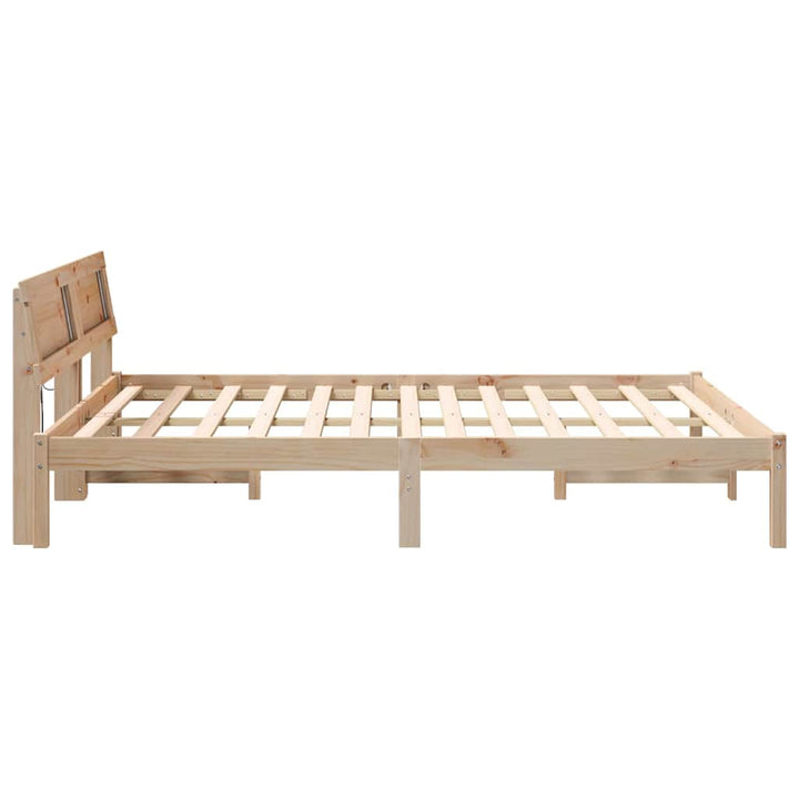 Sengestel med hovedgærde Brun 140 x 200 cm Massiv fyrretræ