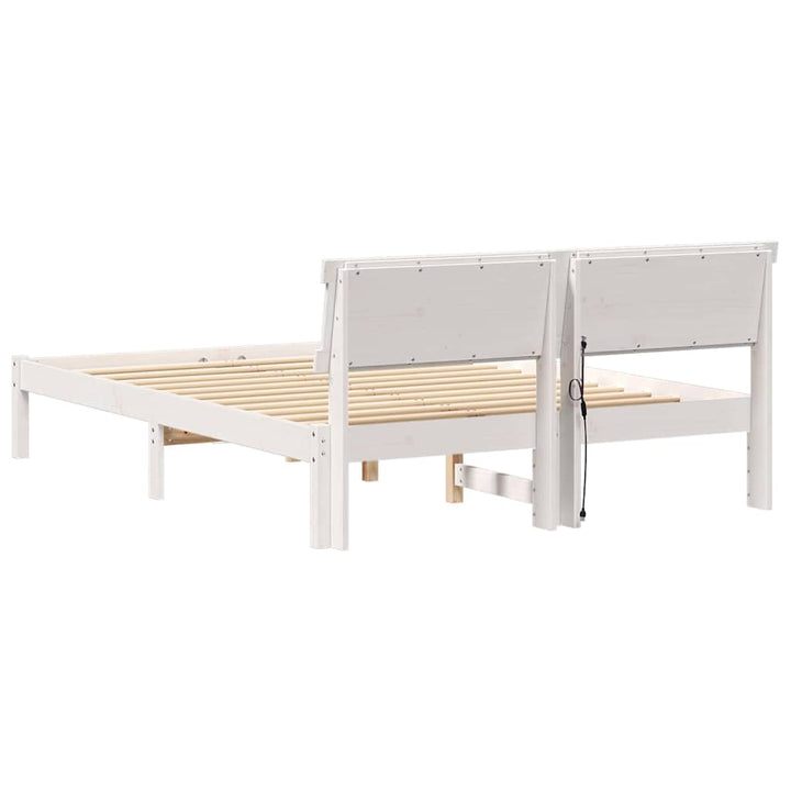 Sengestel med hovedgærde Hvid 120 x 200 cm Massiv fyrretræ