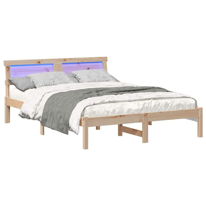 Sengestel med hovedgærde Brun 140 x 190 cm Massiv fyrretræ