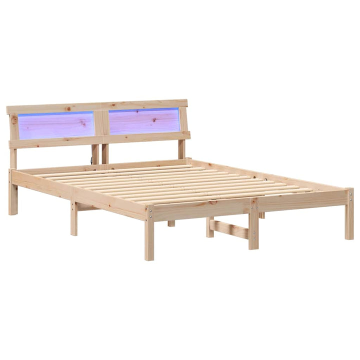 Sengestel med hovedgærde Brun 135 x 190 cm Massiv fyrretræ