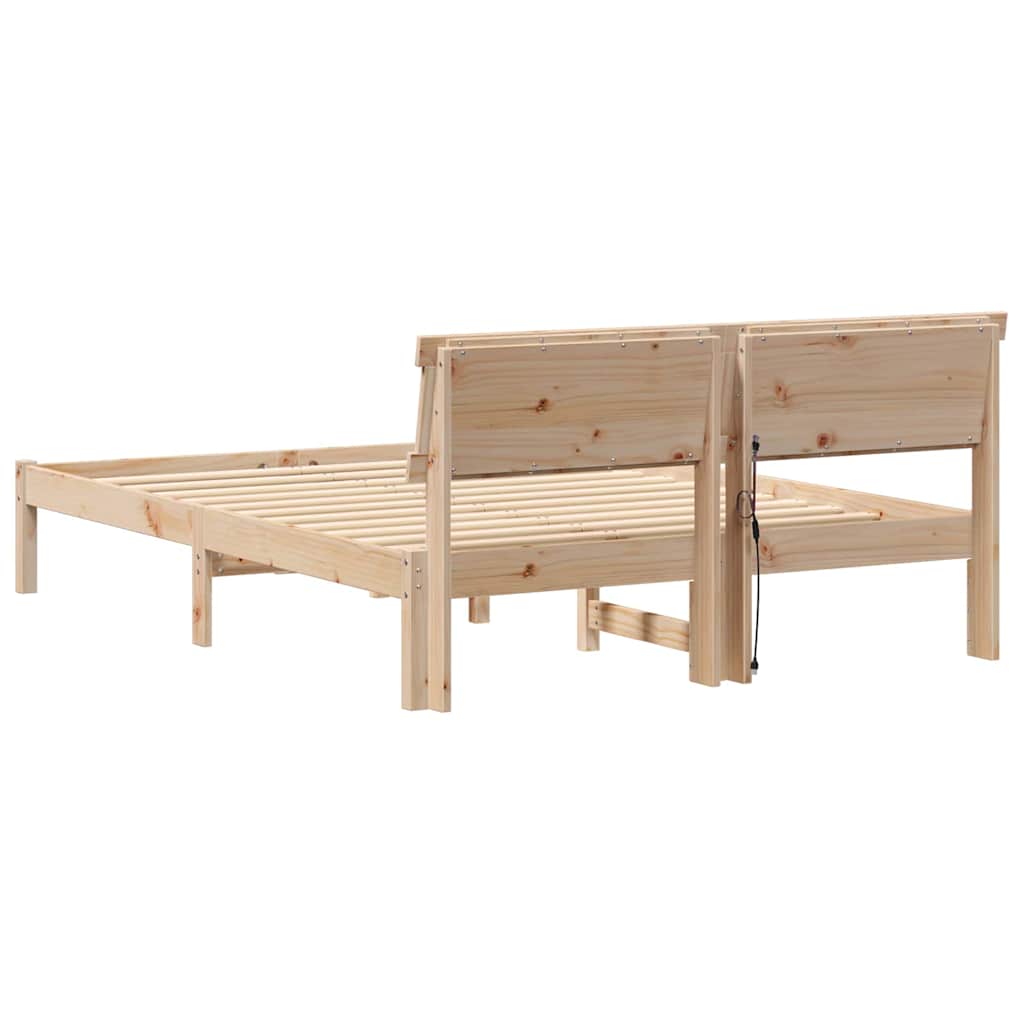 Sengestel med hovedgærde Brun 120 x 190 cm Massiv fyrretræ