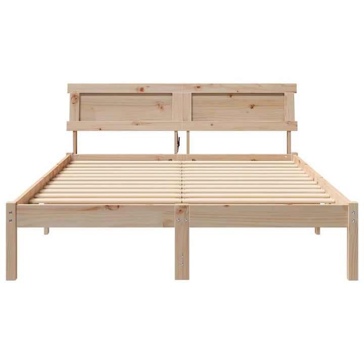 Sengestel med hovedgærde Brun 120 x 190 cm Massiv fyrretræ