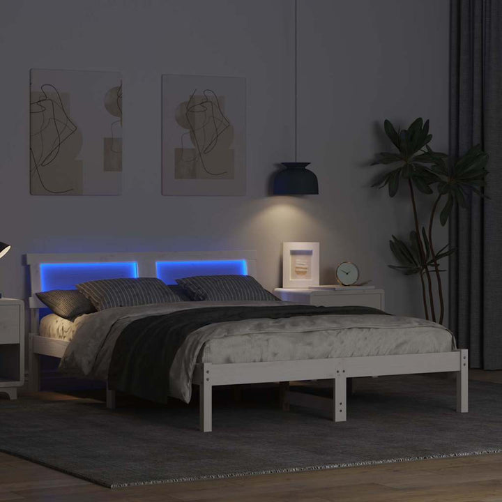Sengestel med hovedgærde Hvid 120 x 190 cm Massiv fyrretræ