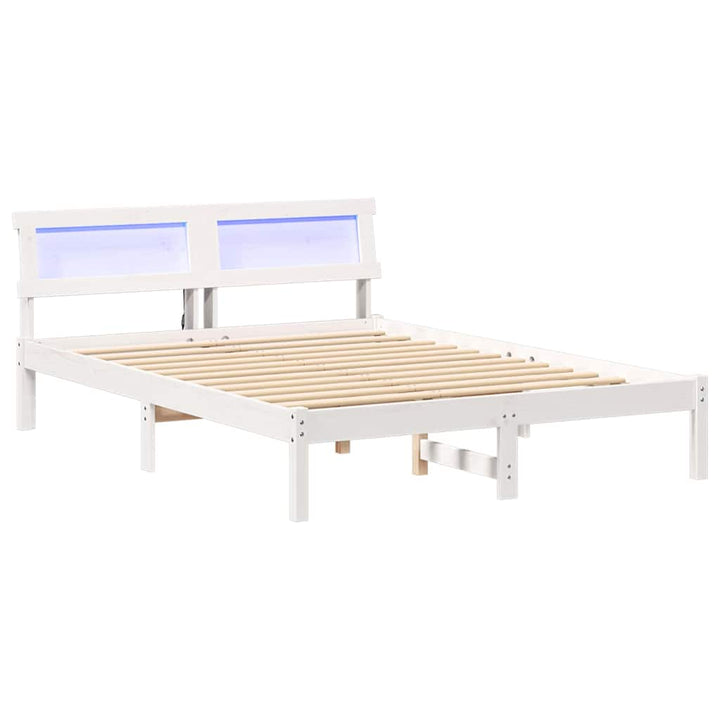 Sengestel med hovedgærde Hvid 120 x 190 cm Massiv fyrretræ