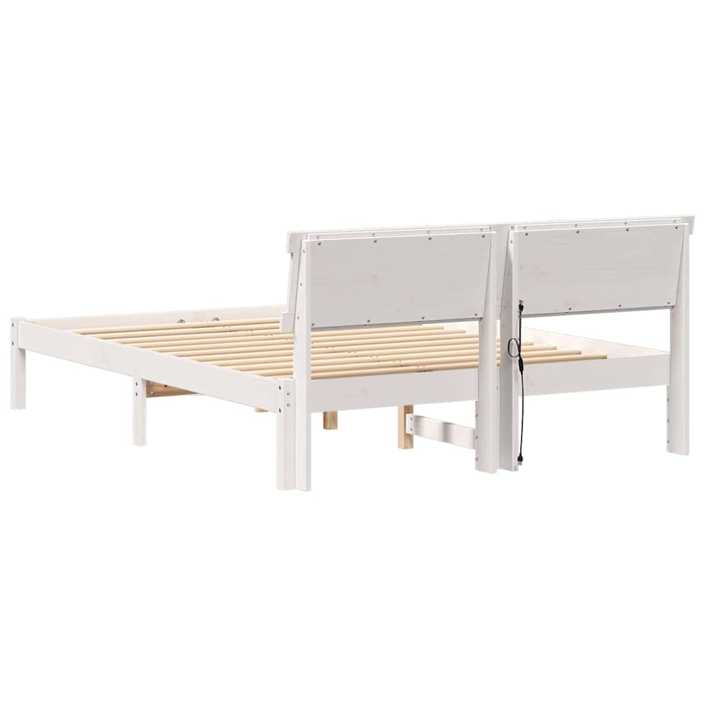 Sengestel med hovedgærde Hvid 120 x 190 cm Massiv fyrretræ