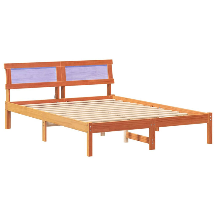 Sengestel med hovedgærde Voks brun 120 x 190 cm Massiv fyrretræ