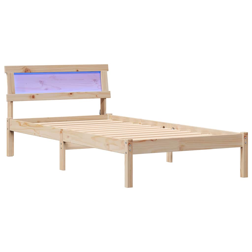 Sengestel med hovedgærde Brun 100 x 200 cm Massiv fyrretræ
