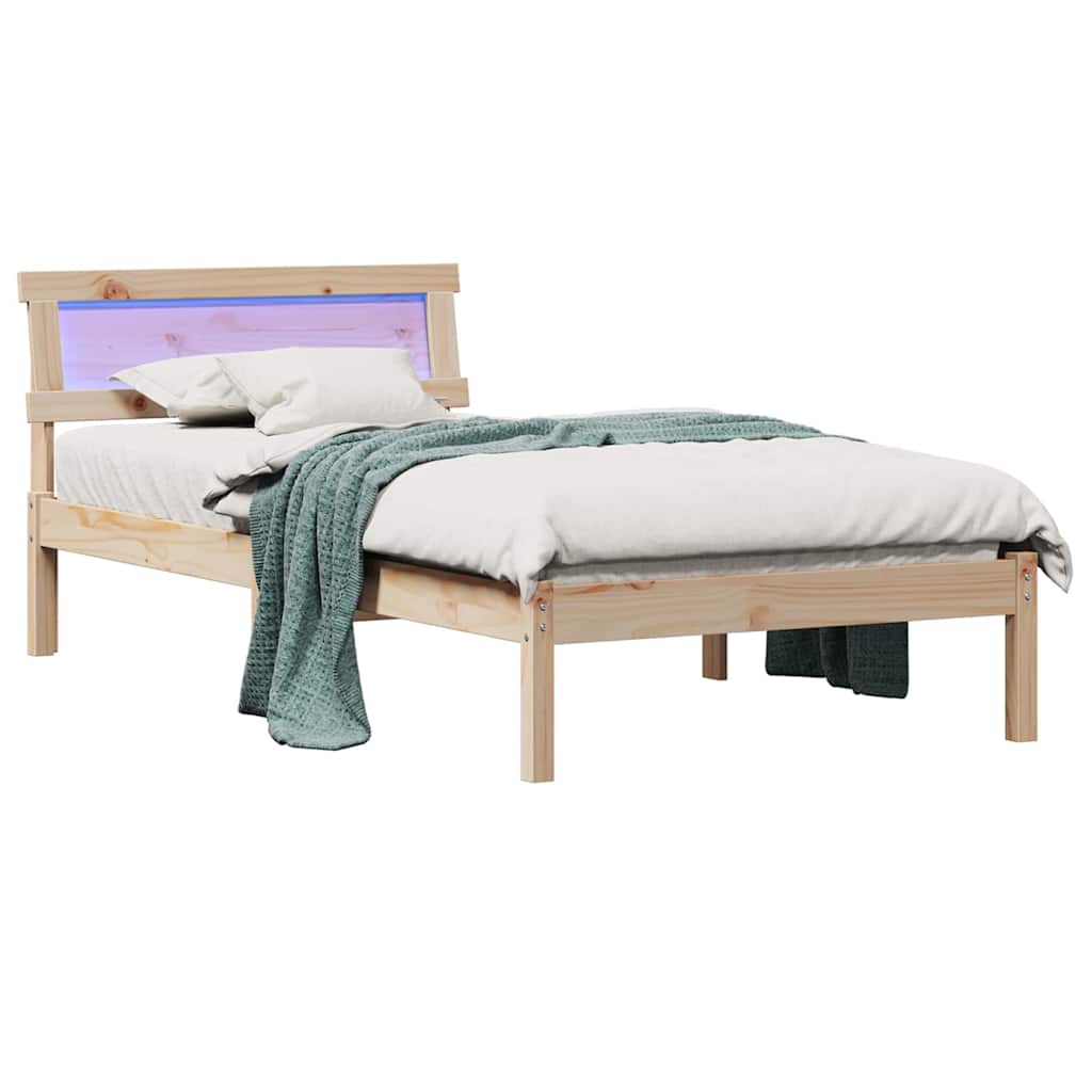 Sengestel med hovedgærde Brun 100 x 200 cm Massiv fyrretræ