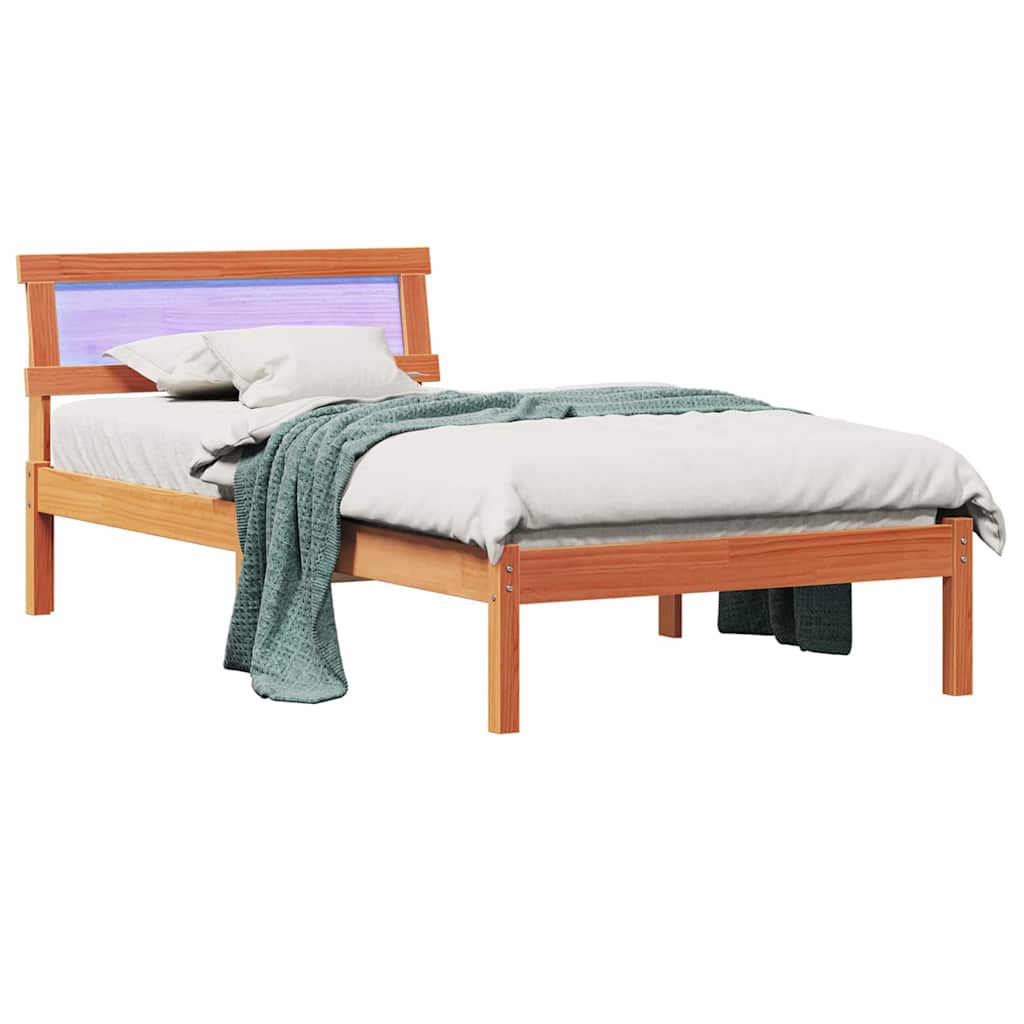 Sengestel med hovedgærde Voks brun 100 x 200 cm Massiv fyrretræ