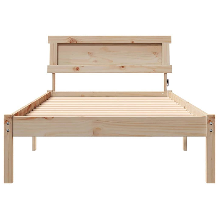 Sengestel med hovedgærde Brun 90 x 200 cm Massiv fyrretræ