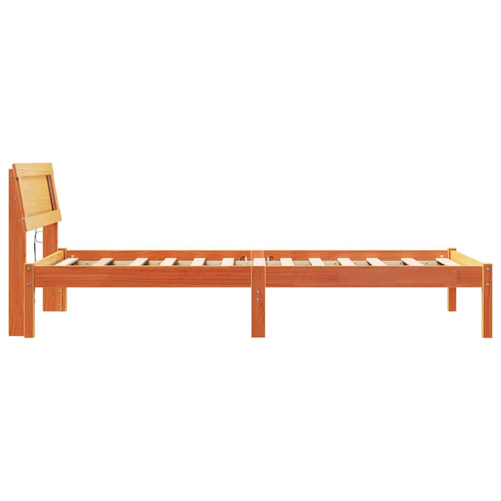 Sengestel med hovedgærde Voks brun 90 x 200 cm Massiv fyrretræ