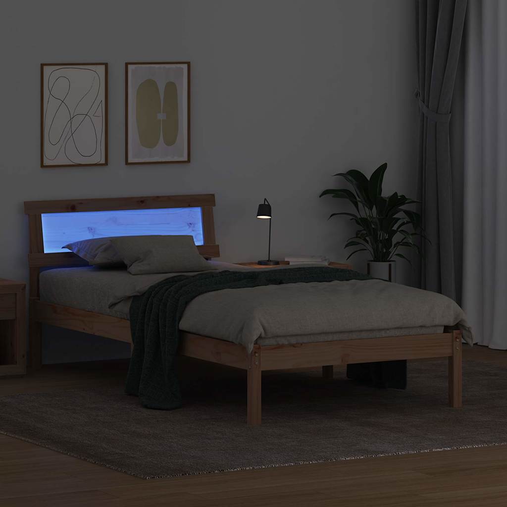 Sengestel med hovedgærde Brun 80 x 200 cm Massiv fyrretræ