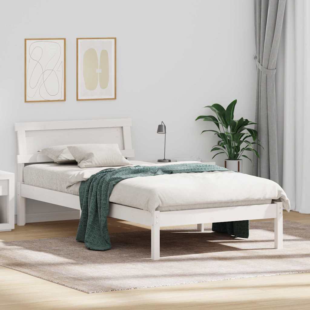 Sengestel med hovedgærde Hvid 80 x 200 cm Massiv fyrretræ