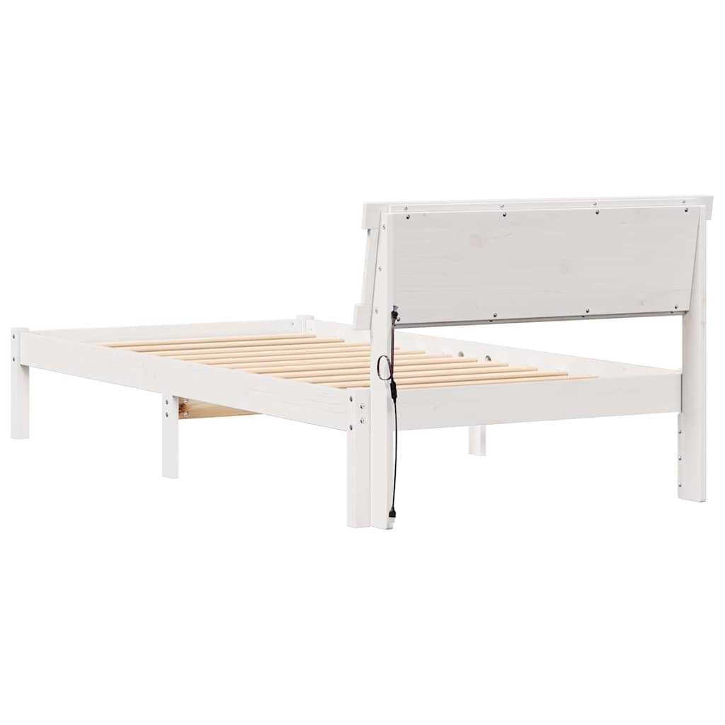 Sengestel med hovedgærde Hvid 80 x 200 cm Massiv fyrretræ
