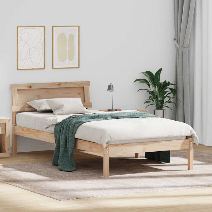 Sengestel med hovedgærde Brun 90 x 190 cm Massiv fyrretræ