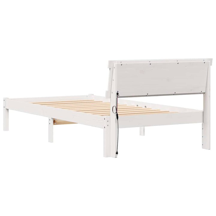 Sengestel med hovedgærde Hvid 90 x 190 cm Massiv fyrretræ