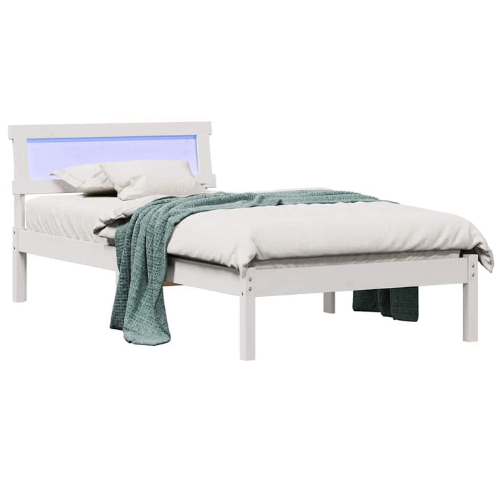 Sengestel med hovedgærde Hvid 90 x 190 cm Massiv fyrretræ