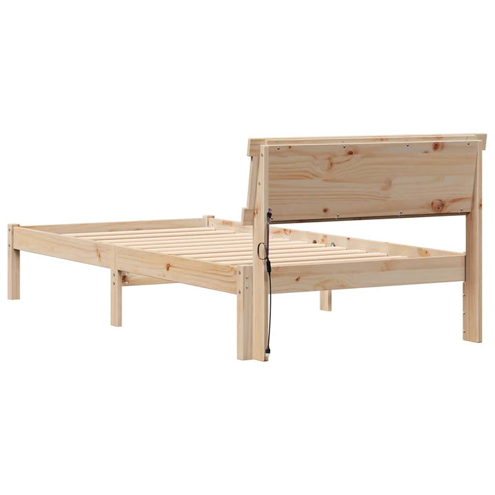 Sengestel med hovedgærde Brun 75 x 190 cm Massiv fyrretræ