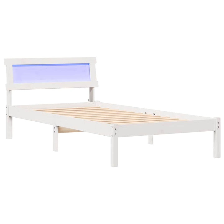 Sengestel med hovedgærde Hvid 75 x 190 cm Massiv fyrretræ
