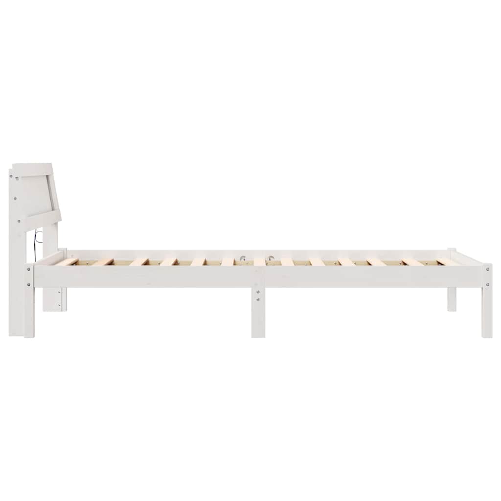 Sengestel med hovedgærde Hvid 75 x 190 cm Massiv fyrretræ