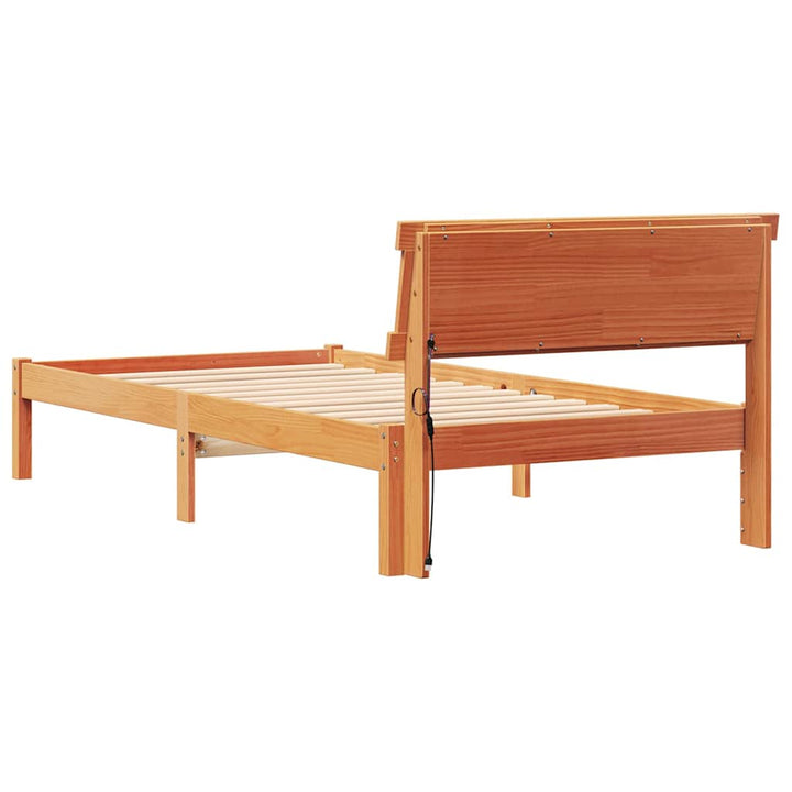 Sengestel med hovedgærde Voks brun 75 x 190 cm Massiv fyrretræ