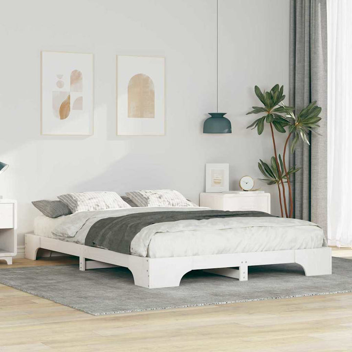 Sengestel Hvid 140 x 210 cm Massiv fyrretræ