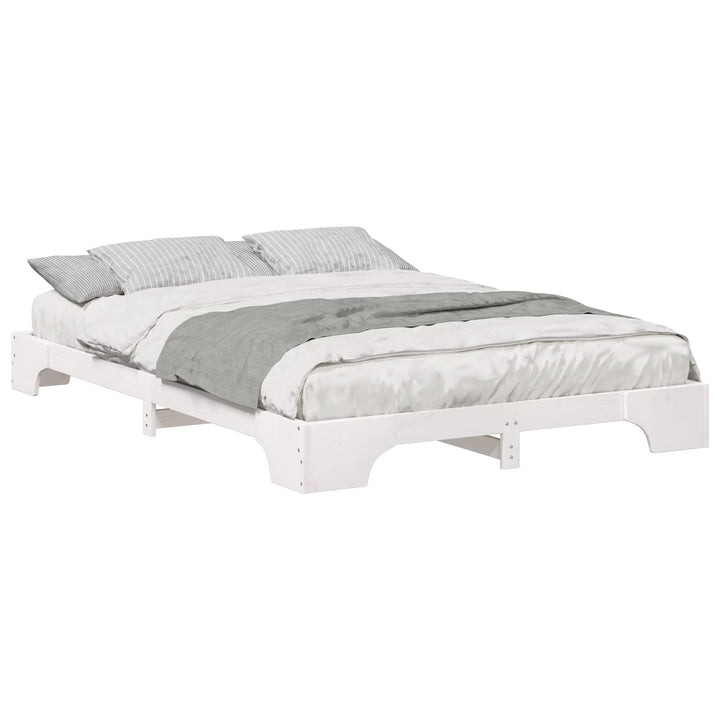 Sengestel Hvid 140 x 210 cm Massiv fyrretræ