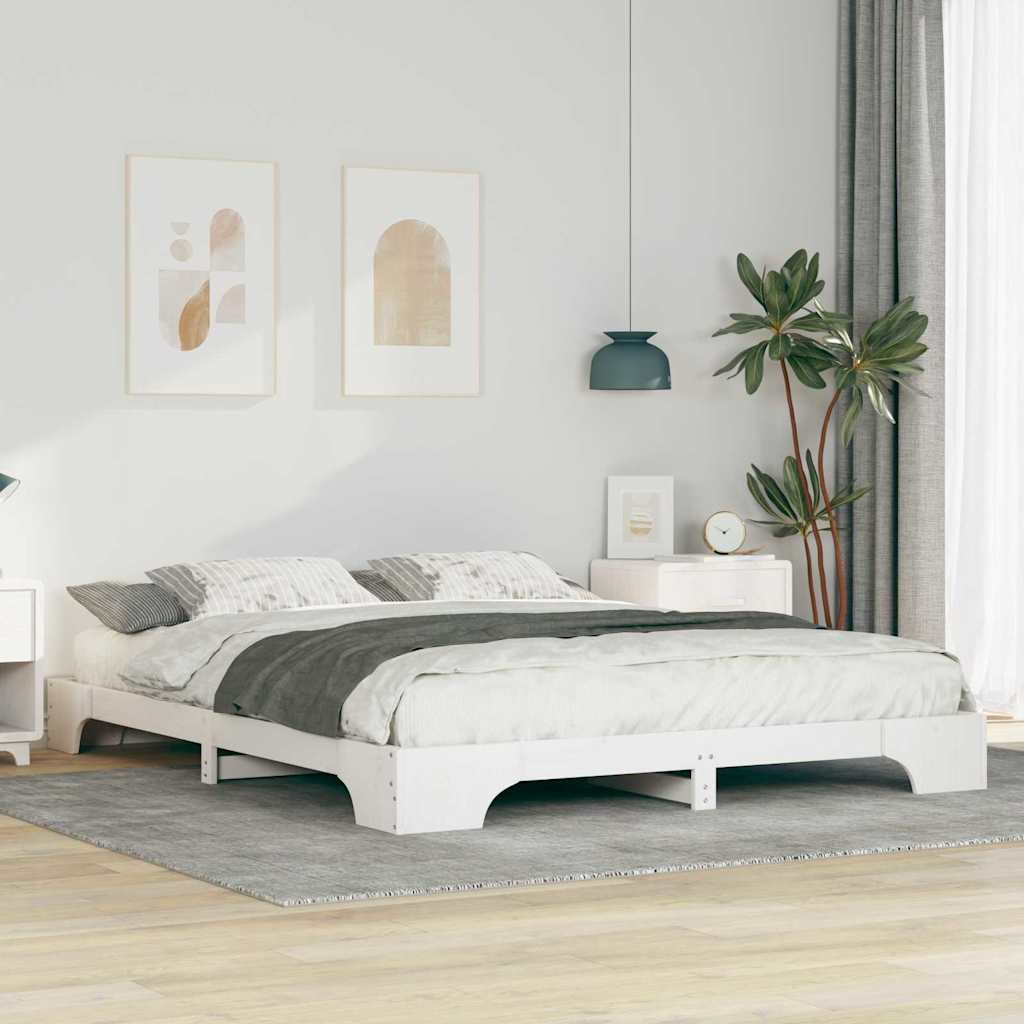 Sengestel Hvid 160 x 210 cm Massiv fyrretræ